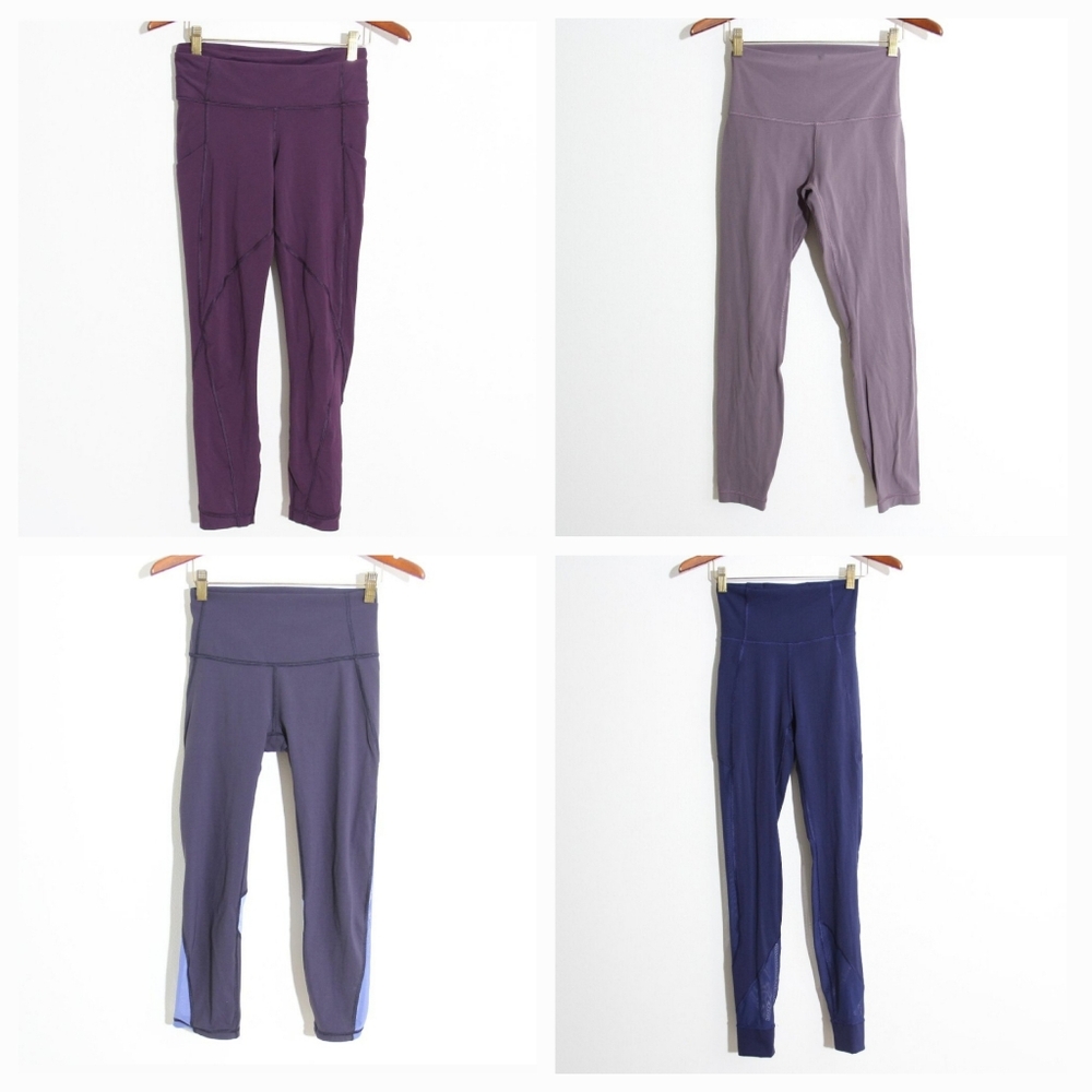 Lululemon Bundle Lot of (4) Leggings High Rise Blue Purple Size 4 MSRP ~$402